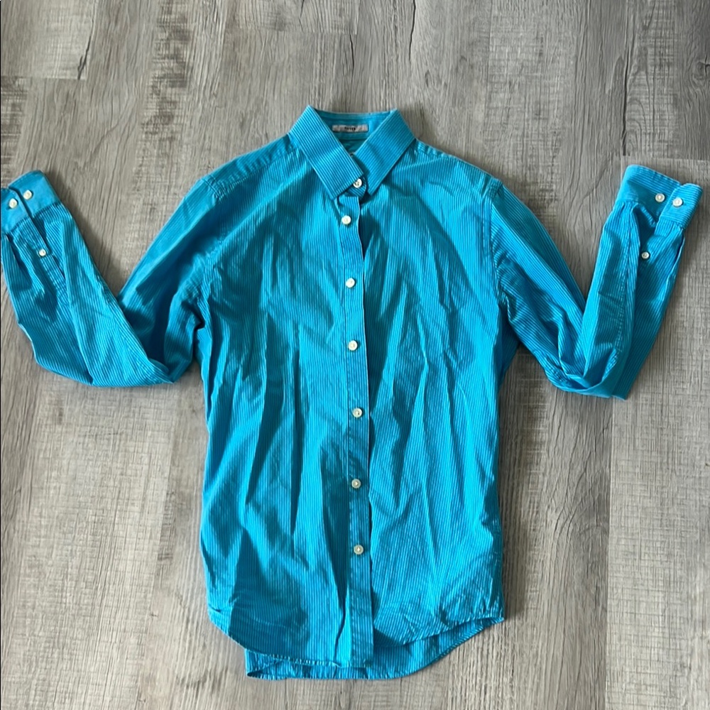 Mens Express Blue Casual Button Down Shirt